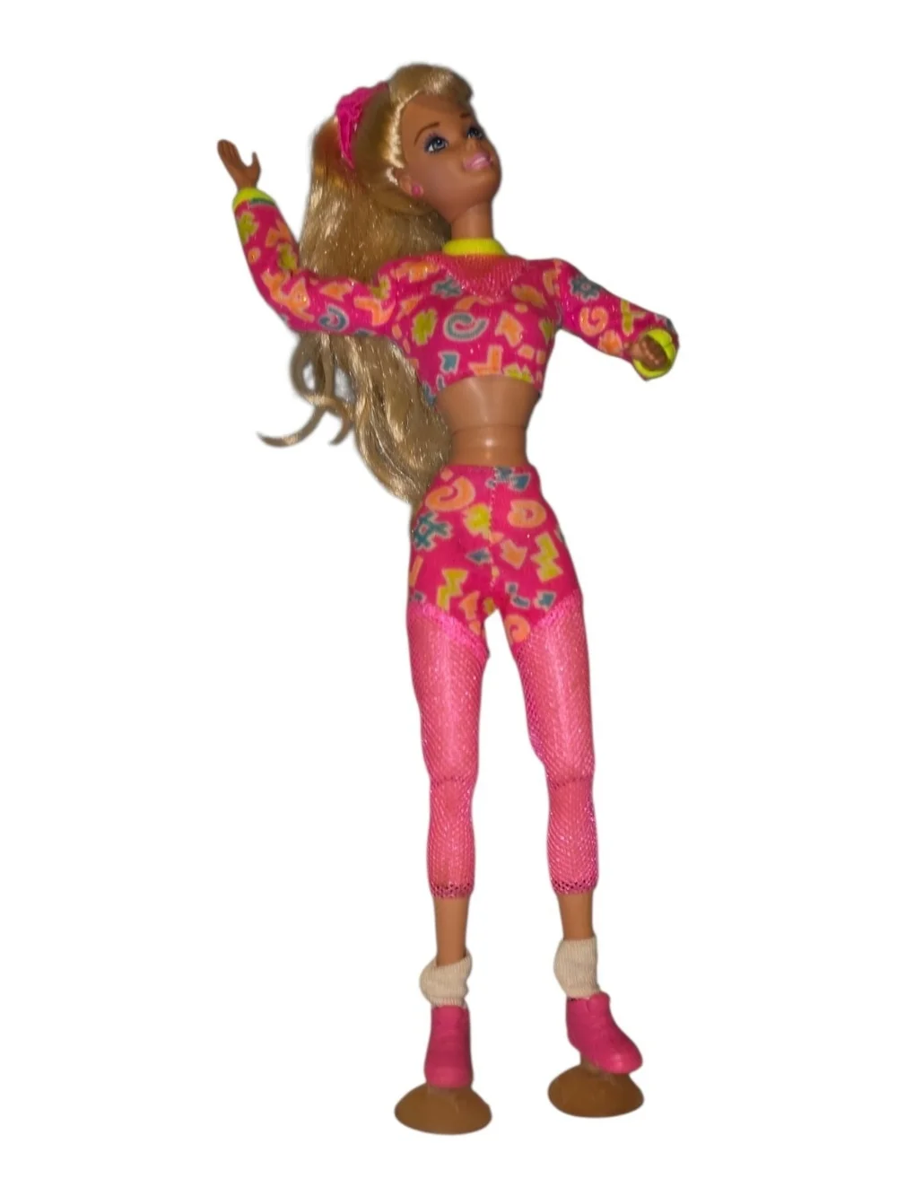 Mattel WORKING OUT Barbie 1996 Dressed w/ Shoes & Suction Cups
